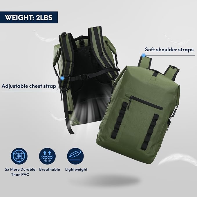 Haimont Waterproof Dry Backpack 30L TPU Lightweight Roll Top Dry Bag - Image 5