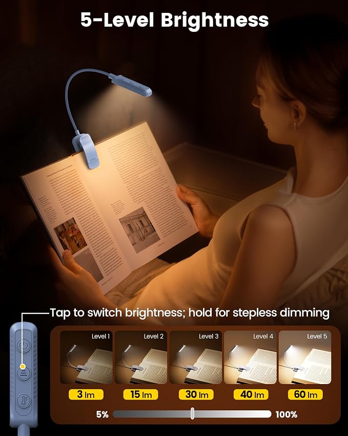 Glocusent 13 LEDs Book Lights for Reading at Night, 120 Hrs Runtime - Image 3