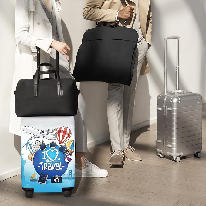 ANNA QUEEN I Love Travel Themed Luggage Cover, Stretchable Suitcase Protector - Image 8