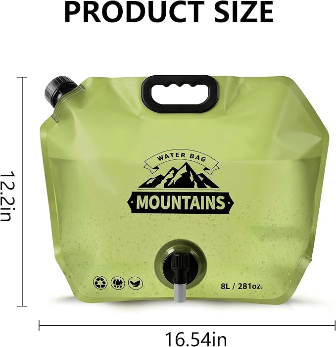 8L Collapsible Water Bag BPA-Free Foldable Water Container Leakproof Portable - Image 2