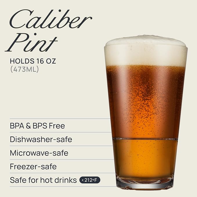 Drinique Unbreakable Caliber Pint Beer Glasses – Set of 4 | 16oz Tritan Plastic - Image 4