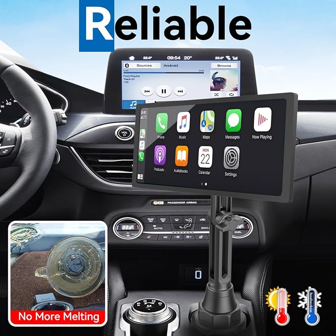 Cup Holder Car Mount for Portable CarPlay Screens, Adjustable Height, Flexible - Image 2