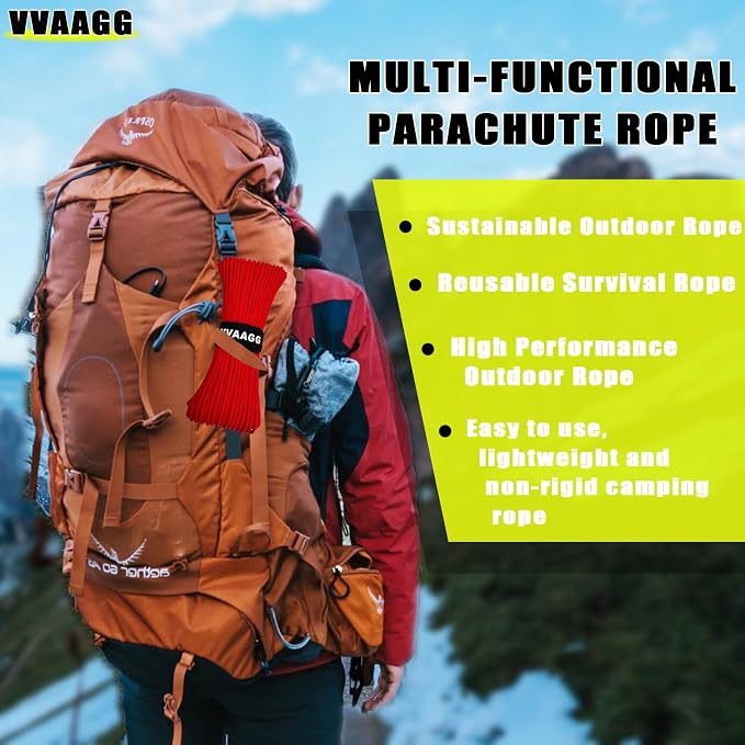 VVAAGG 1000 Red Paracord 200FT Utility Parachute Cord 4mm Nylon String12 Strand - Image 6