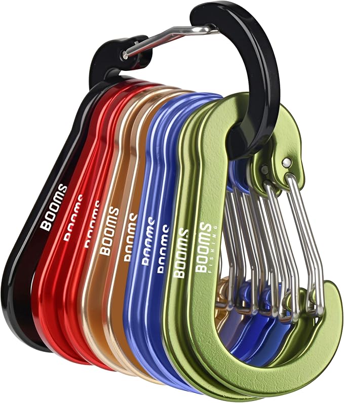 Booms Fishing CC5 Multi-Use Carabiner Clips, 10 Pack 2.3"/ 3.1" Caribeener Clips by BoomsFishing