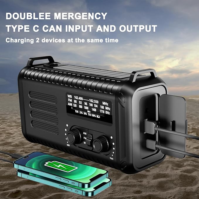 Emergency Hand Crank Weather Radio, Portable Solar Survival Radio - Image 2