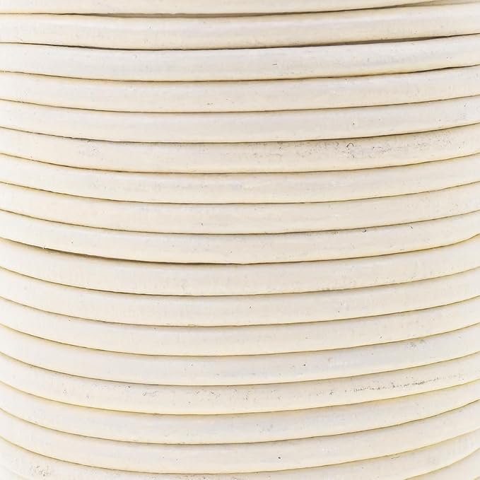 Mandala Crafts Round Genuine Cream Leather Cord - Image 3