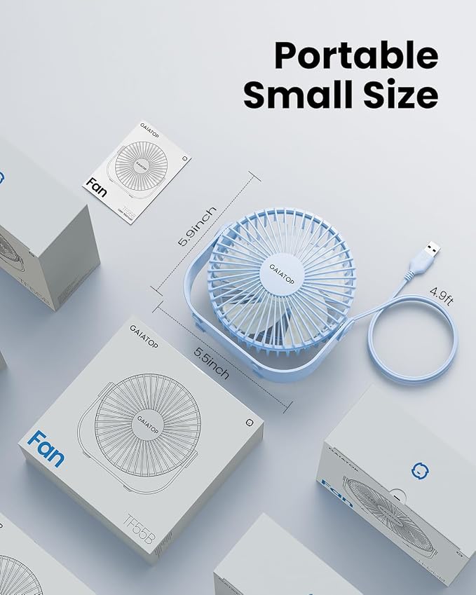 Gaiatop USB Desk Fan, 3 Speeds Strong Airflow, 5.5 Inch Portable 90° Rotate - Image 7