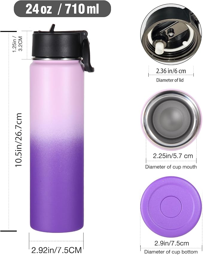 Volhoply 24 Ounce Insulated Water Bottle - Image 2