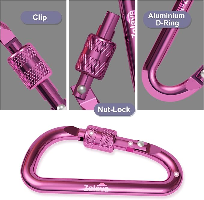 6PCS Carabiner Keychain, 2 inch Aluminum D-Clip Caribeener - Image 6