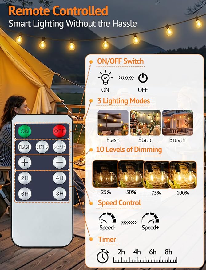 Larkvue 75FT Solar String Lights Outdoor - Image 5