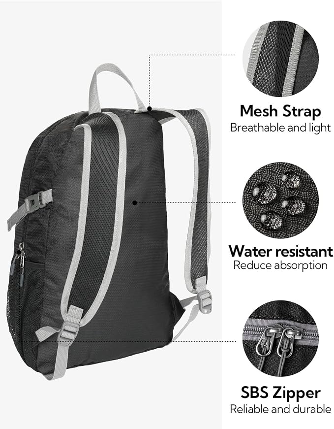 WATERFLY Small Lightweight Packable Backpack: 20l Ultra Light Foldable Travel - Image 5