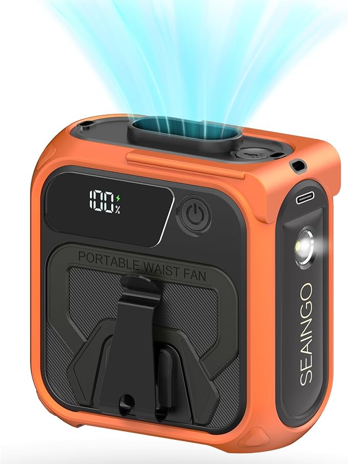 SEAINGO Portable Waist Fan Rechargeable – 10000mAh, 42 ft/s Max, 5 Speeds by SEAINGO