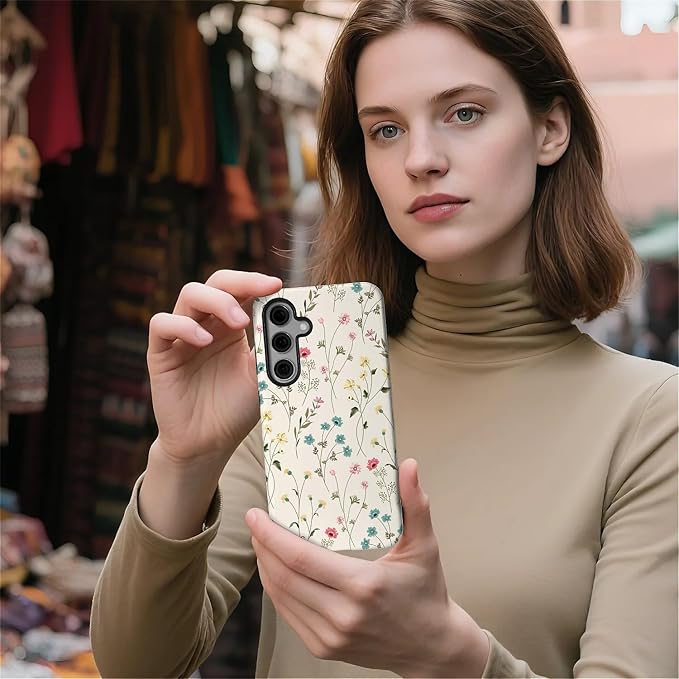 for Samsung Galaxy S24 Plus Case, HL2 Beige Flower Branch Hybrid 2 Layer Hard - Image 5