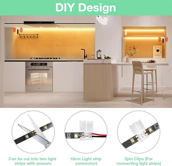 WOBANE Dual Motion Activated LED Strip Light, Rechargeable 16.4ft Light Strip - Image 6