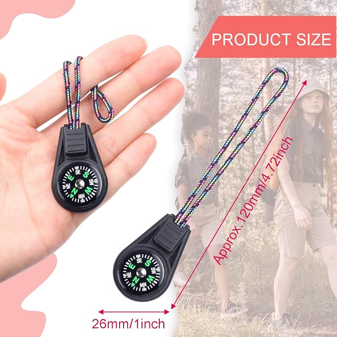 Mini Compass for Kids Compass Keychain，Button Compass Bulk kit，Paracord Hiking - Image 4