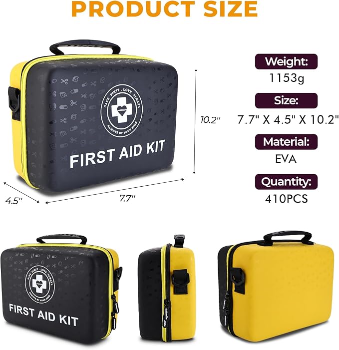 Emergency First Aid Kit 410 PCS – Hard Shell Dual-Color Survival Kit - Image 2