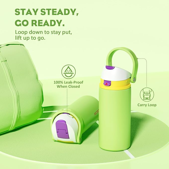 POWCAN 18 oz Insulated Water Bottle: 2-in-1 Push-Button Spout & Quick-Flip Straw - Image 4