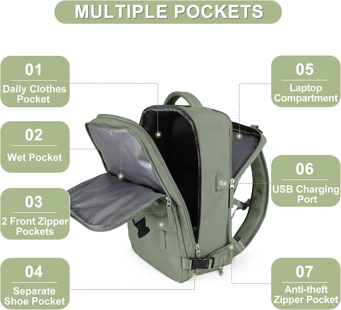 coofay Travel Backpack For Women Men Airline Approved Carry On Backpack Flight - Image 4
