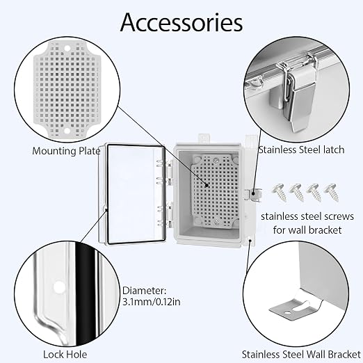LeMotech Electrical Box, IP67 Waterproof Hinged Clear Cover Stainless Steel - Image 4