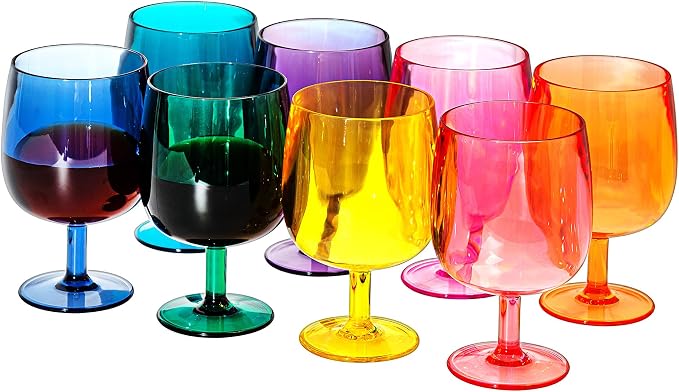 KX-WARE Classic Acrylic All-Purpose Wine Glasses, 12-ounce Plastic Stem Wine by KX-WARE