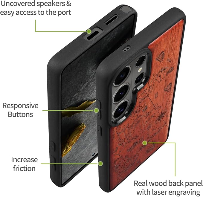 Carveit Magnetic Wooden Case for Samsung Galaxy S26 Ultra Case 2026, TPU - Image 6