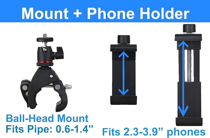 Phone Holder with Clamp for Golf Cart Universal Phone Mount Holder for Bicycle - Image 2