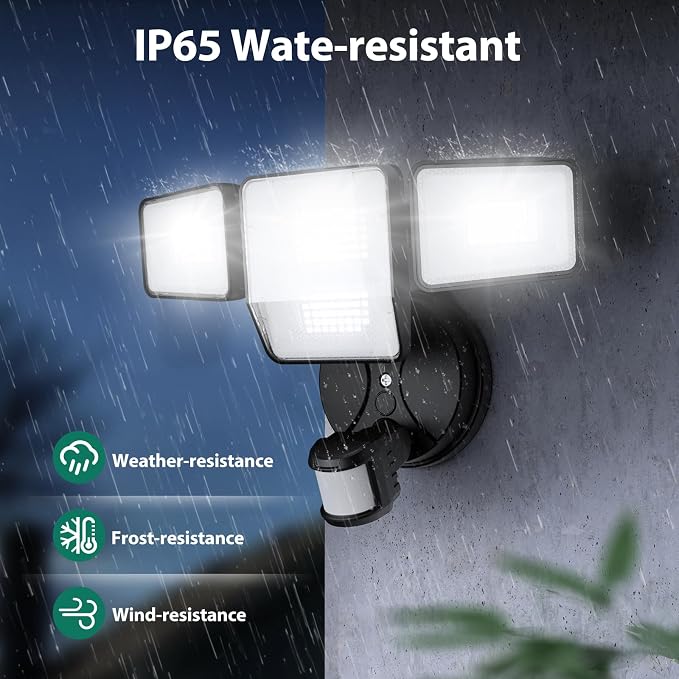 70W 7000LM Security Lights Outdoor, 4-Head LED Motion Sensor Flood Light - Image 7