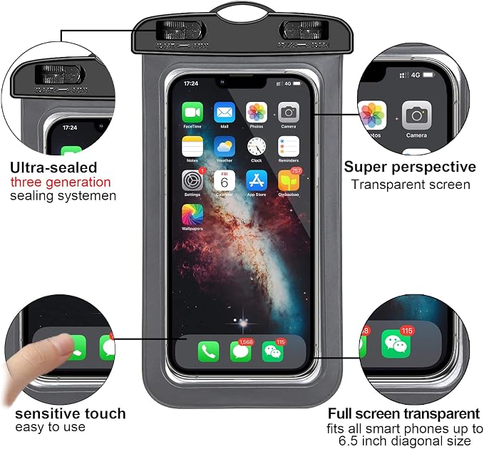 10 Pack Universal Waterproof Phone Pouch, Large Phone Waterproof Case Dry Bag - Image 3