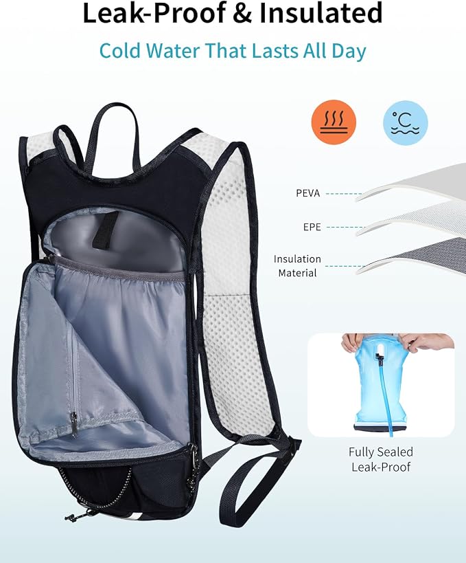 ECOHUB Hydration Backpack with 2L Water Bladder, Lightweight Running Hydration - Image 3