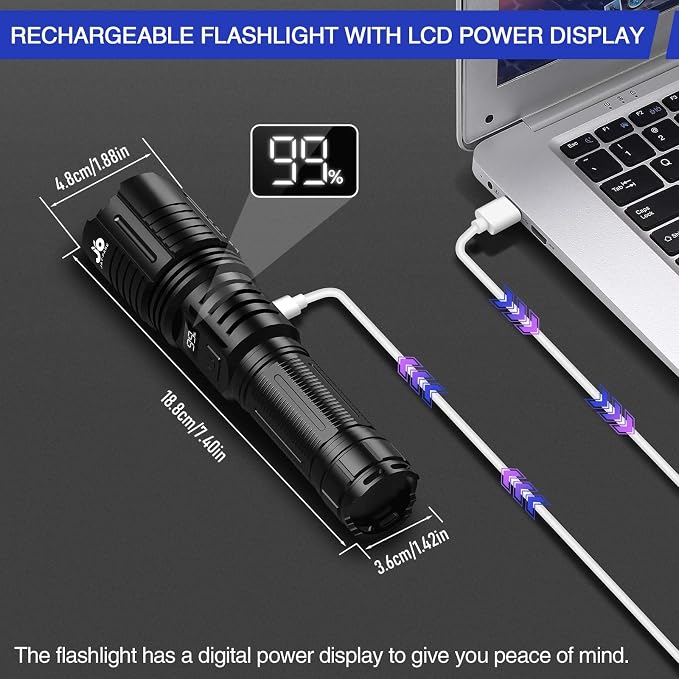 JAY-PARK Rechargeable Flashlights 10000 Lumen, LED Flashlight - Image 4