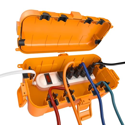 Flemoon Medium Outdoor Electrical Box, IP54 Waterproof Extension Cord Cover w/6 by FLEMOON