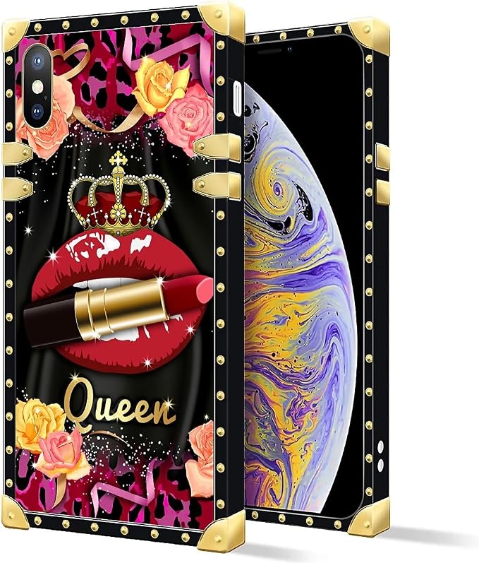 Compatible with iPhone XR Case, Queen Lip Crown Leopard Print Luxury Golden - Image 2
