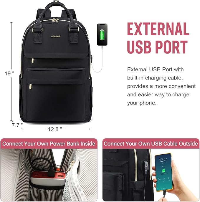 LOVEVOOK Laptop Backpack for Women, 17.3 Inch Laptop Bag - Image 5