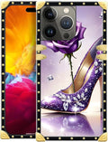 Compatible with iPhone 15 Pro Case, High Heeled Purple Diamond Rose Luxury by Unknown
