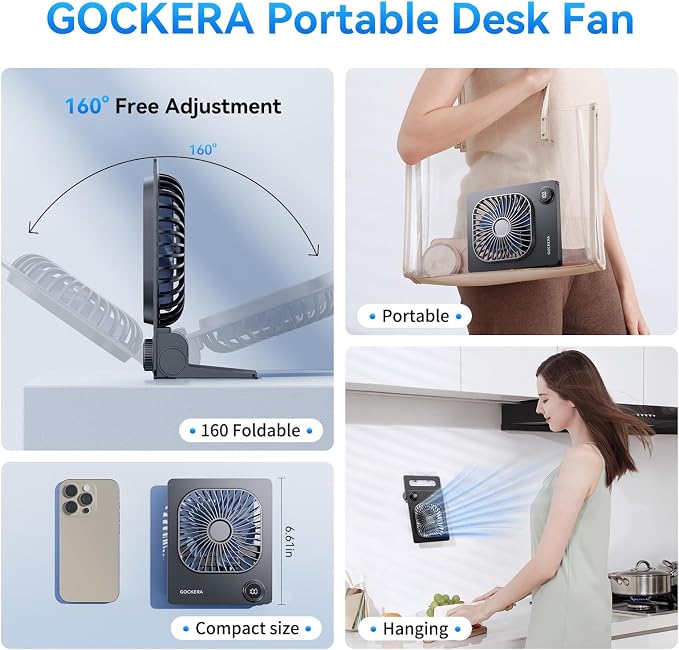 Desk Fan, 6.61''Ultra-thin 5000mAh Battery Powered Fan - Image 6