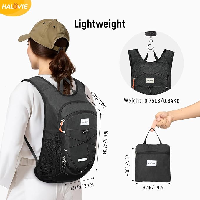 HALOVIE 15L Foldable Hiking Backpack Phone Pocket Lightweight Travel Daypack - Image 4