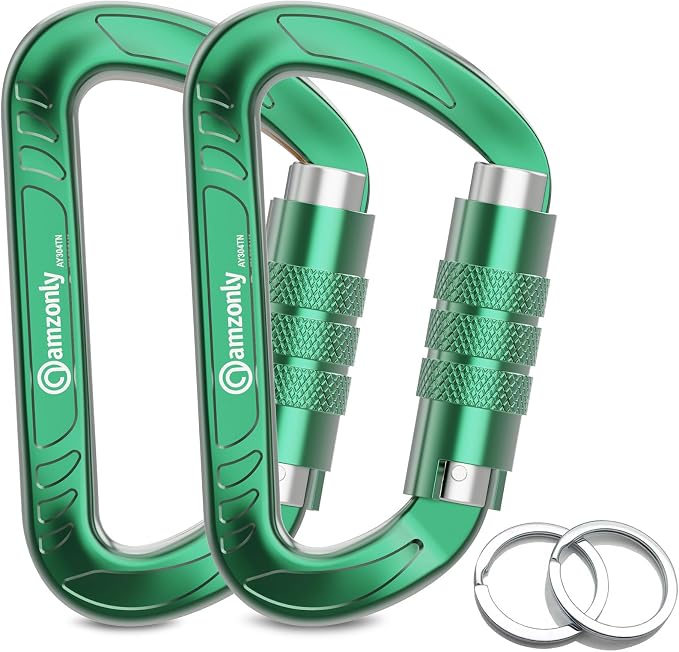 3inch Auto Locking Carabiner Clips Heavy Duty, 12KN /2697lbs Lightweight by AMZONLYLORSUM