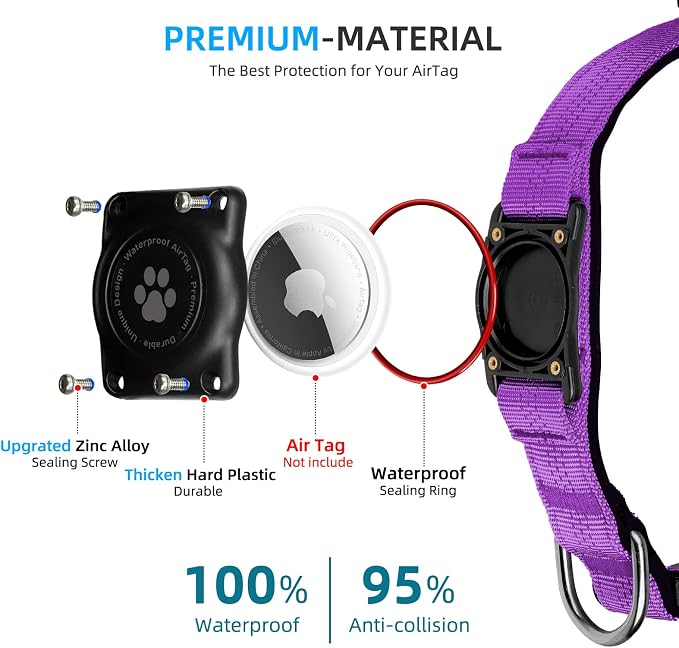 Upgraded AirTag Dog Collar, IP68 Waterproof Air Tag Dog Collar Holder, - Image 3