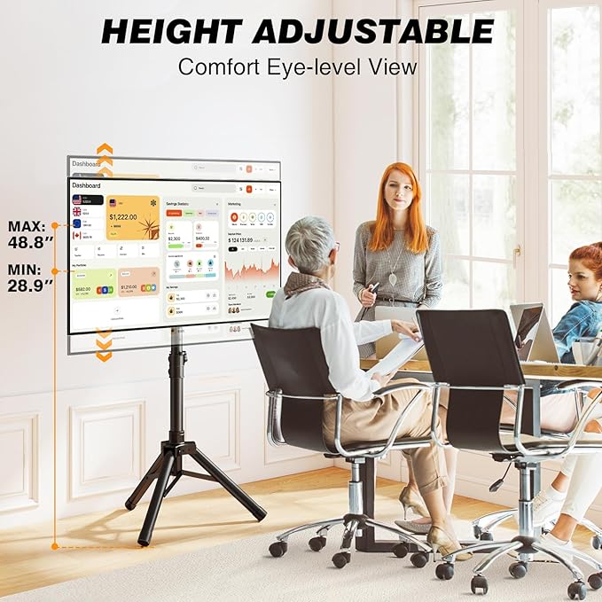 Tripod TV Stand for 23-75 inch Flat Screen/Curved TVs up to 100 lbs - Image 3