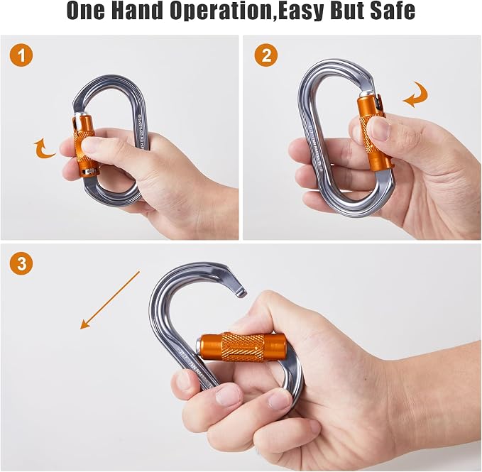 SOB Heavy Duty Steel Carabiner Clips -Auto Locking Climbing Carabiner, - Image 4