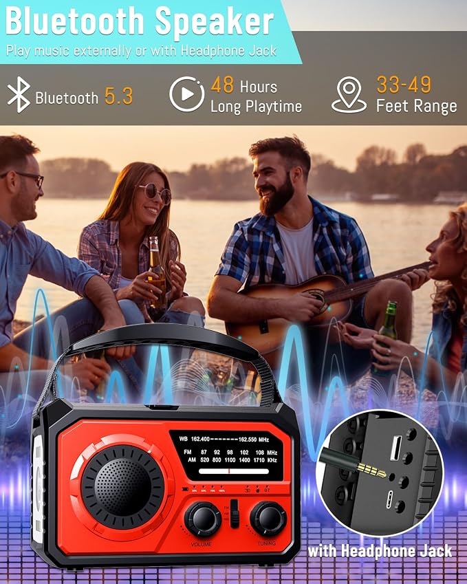 16000mAh Emergency Weather Radio, AM/FM/NOAA Weather Alert Radio Hand - Image 6