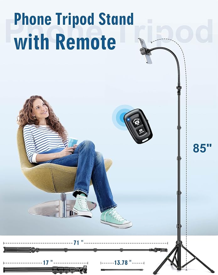 Nineigh Phone Tripod, Aluminum Tripods Stand - Image 3