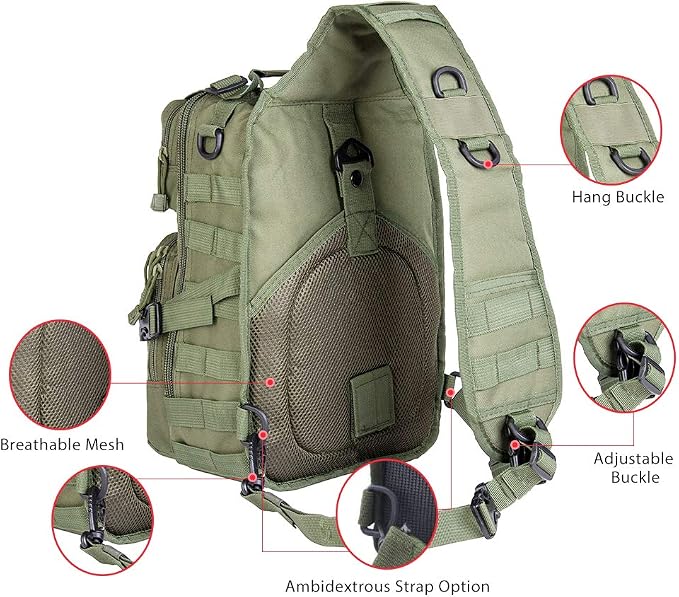 hopopower Tactical Sling Bag, Sport Bag Military Rover Shoulder Backpack EDC - Image 7