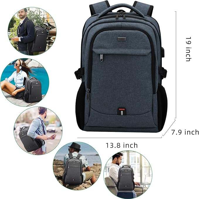 DUSLANG 17 Inch Travel Laptop Backpack Water Resistant College Backpack - Image 6