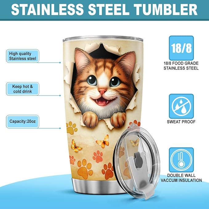 Cat Gifts, Tumblers Lovers For, Tumbler 20 Oz - Image 7