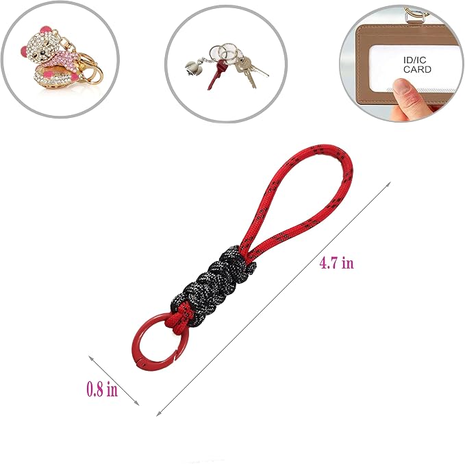 Colorful Braided Paracord Keychain, 12cm Length, Decorative Woven Rope Strap - Image 2