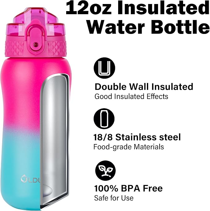 Oldley Insulated Water Bottle 12oz Kids Water Bottles - Image 4