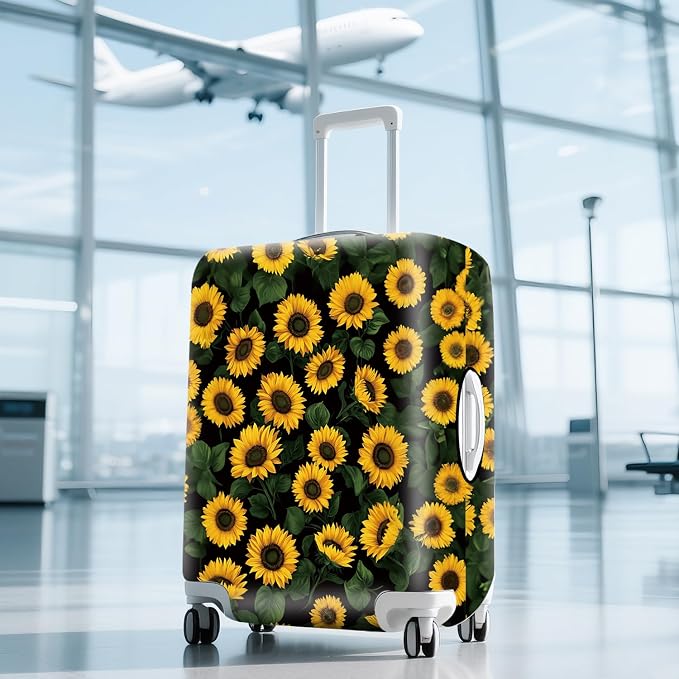 ANNA QUEEN Sunflowers Travel Luggage Cover -Stretchable Airplane Suitcase - Image 9