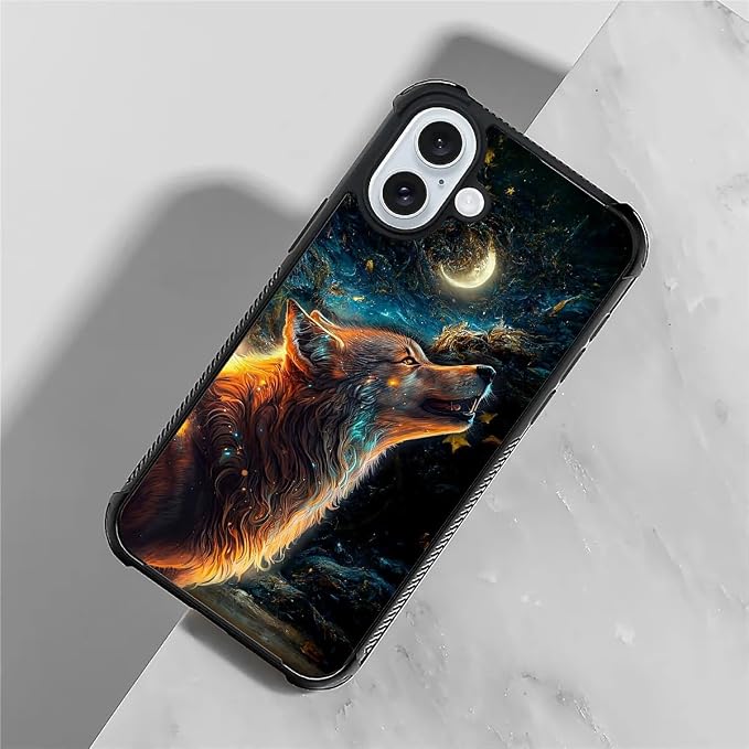 for iPhone 16 Case, Star Cave Hungry Wolf Pattern Graphic Design Girl Boy Soft - Image 5