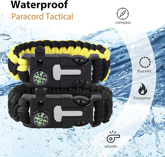 Bracelets, Survival Bracelets for Men Paracord Tactical 5-in-1 Camping Gear Kits - Image 3